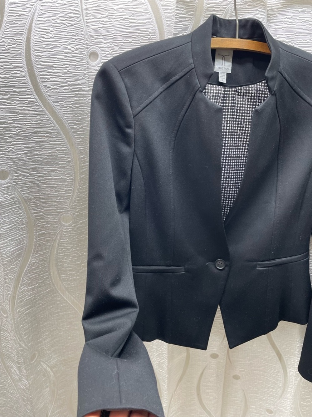 Tristan Blazer Women Size 8‎ Black Condition Tailored Stand Collar Jacket - Picture 3 of 9